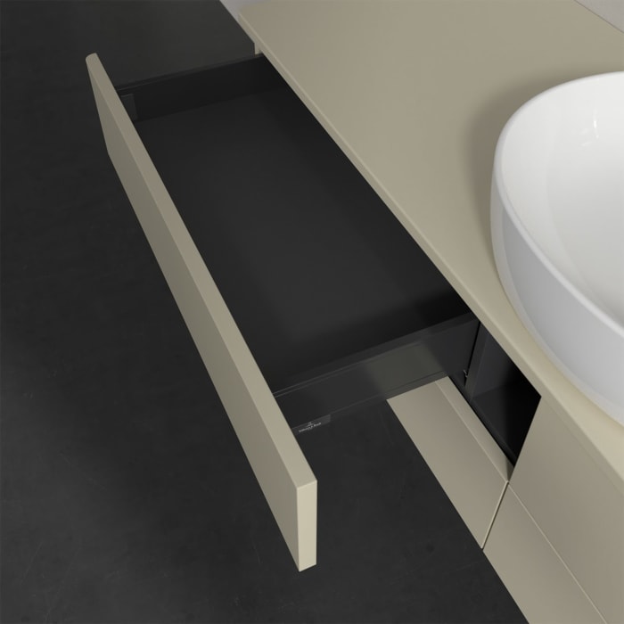 Villeroy & Boch Antao Waschbeckenunterschrank, 160 x 19 cm, 4 Auszüge, Fronten ohne Struktur, ohne Hahnloch, für Waschtisch mittig