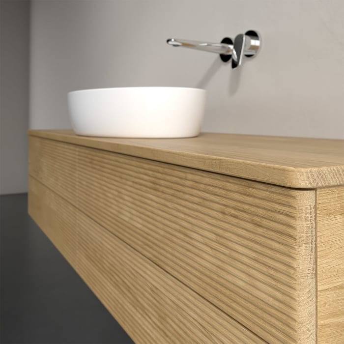 Villeroy & Boch Antao Waschbeckenunterschrank, 160 x 19 cm, 4 Auszüge, Fronten mit Struktur, ohne Hahnloch, für Waschtisch mittig