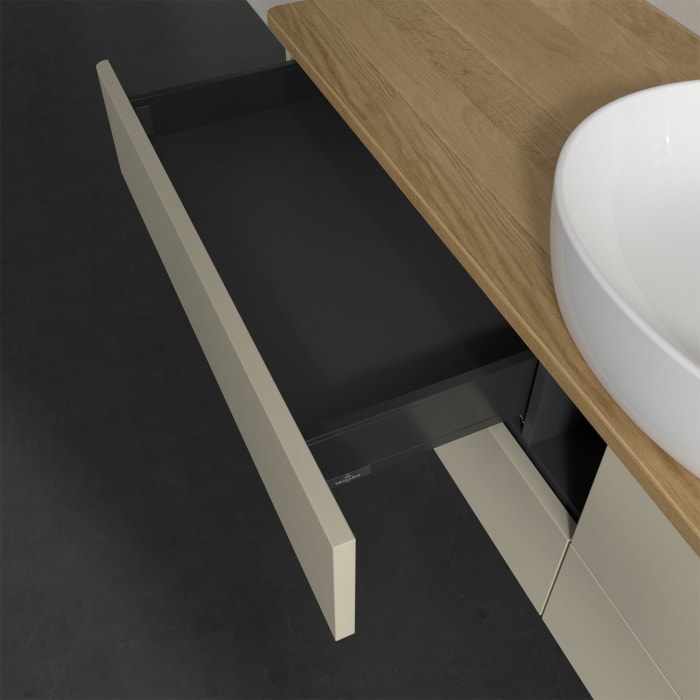 Villeroy & Boch Antao Waschbeckenunterschrank, 160 x 19 cm, 4 Auszüge, Fronten ohne Struktur, ohne Hahnloch, für Waschtisch mittig