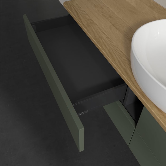 Villeroy & Boch Antao Waschbeckenunterschrank, 160 x 19 cm, 4 Auszüge, Fronten ohne Struktur, ohne Hahnloch, für Waschtisch mittig