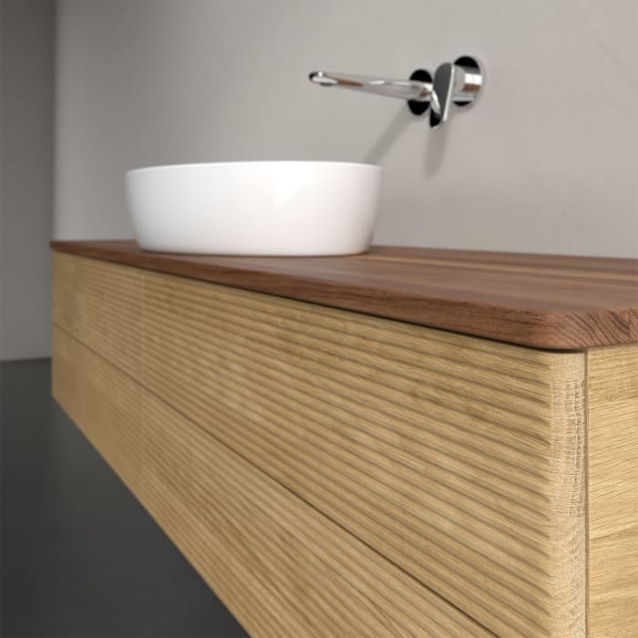 Villeroy & Boch Antao Waschbeckenunterschrank, 160 x 19 cm, 4 Auszüge, Fronten mit Struktur, ohne Hahnloch, für Waschtisch mittig