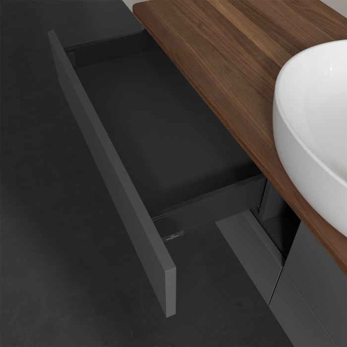 Villeroy & Boch Antao Waschbeckenunterschrank, 160 x 19 cm, 4 Auszüge, Fronten ohne Struktur, ohne Hahnloch, für Waschtisch mittig