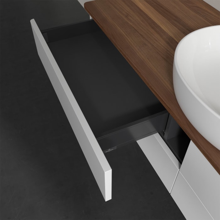 Villeroy & Boch Antao Waschbeckenunterschrank, 160 x 19 cm, 4 Auszüge, Fronten ohne Struktur, ohne Hahnloch, für Waschtisch mittig