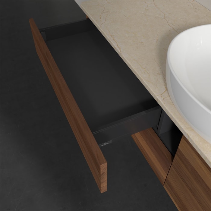 Villeroy & Boch Antao Waschbeckenunterschrank, 160 x 19 cm, 4 Auszüge, Fronten ohne Struktur, ohne Hahnloch, für Waschtisch mittig