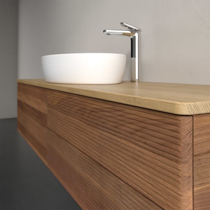 Villeroy & Boch Antao Waschbeckenunterschrank, 160 x 19 cm, 4 Auszüge, Fronten mit Struktur, mit Hahnloch, für Waschtisch mittig