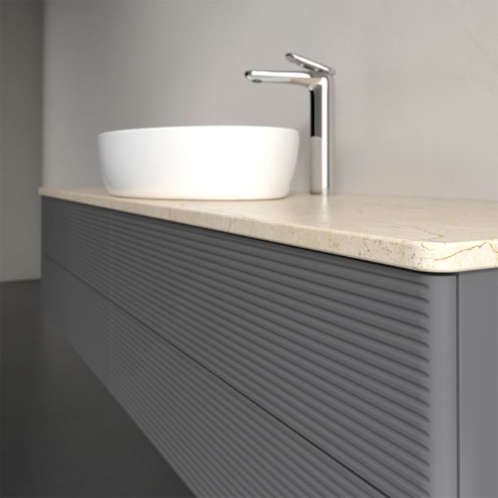 Villeroy & Boch Antao Waschbeckenunterschrank, 160 x 19 cm, 4 Auszüge, Fronten mit Struktur, mit Hahnloch, für Waschtisch mittig