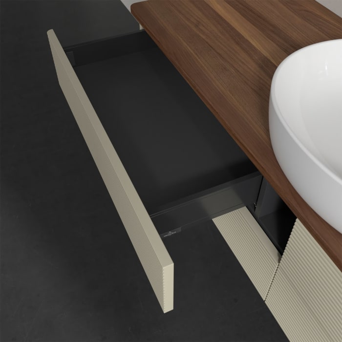 Villeroy & Boch Antao Waschbeckenunterschrank, 160 x 19 cm, 4 Auszüge, Fronten mit Struktur, ohne Hahnloch, für Waschtisch mittig