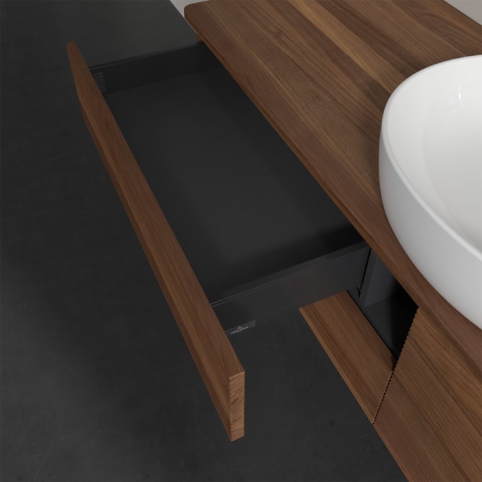 Villeroy & Boch Antao Waschbeckenunterschrank, 160 x 19 cm, 4 Auszüge, Fronten mit Struktur, ohne Hahnloch, für Waschtisch mittig