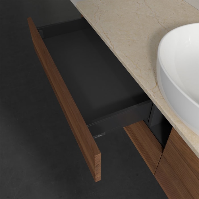 Villeroy & Boch Antao Waschbeckenunterschrank, 160 x 19 cm, 4 Auszüge, Fronten mit Struktur, ohne Hahnloch, für Waschtisch mittig