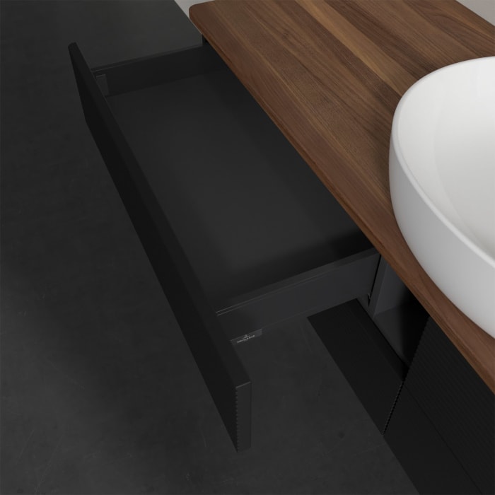 Villeroy & Boch Antao Waschbeckenunterschrank, 160 x 19 cm, 4 Auszüge, Fronten mit Struktur, mit Hahnloch, für Waschtisch mittig