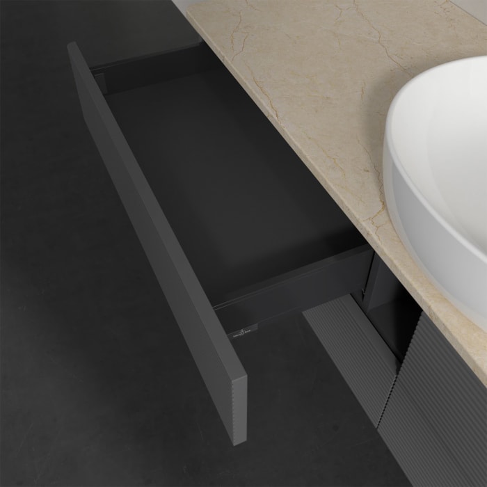 Villeroy & Boch Antao Waschbeckenunterschrank, 160 x 19 cm, 4 Auszüge, Fronten mit Struktur, mit Hahnloch, für Waschtisch mittig