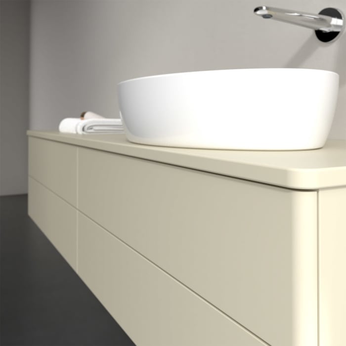 Villeroy & Boch Antao Waschbeckenunterschrank, 160 x 19 cm, 4 Auszüge, Fronten ohne Struktur, ohne Hahnloch, für Waschtisch rechts