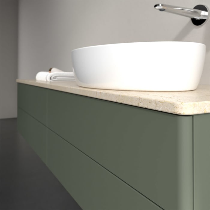 Villeroy & Boch Antao Waschbeckenunterschrank, 160 x 19 cm, 4 Auszüge, Fronten ohne Struktur, ohne Hahnloch, für Waschtisch rechts