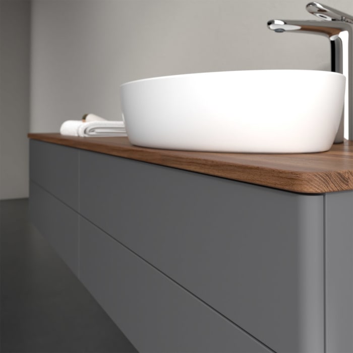 Villeroy & Boch Antao Waschbeckenunterschrank, 160 x 19 cm, 4 Auszüge, Fronten ohne Struktur, mit Hahnloch, für Waschtisch rechts