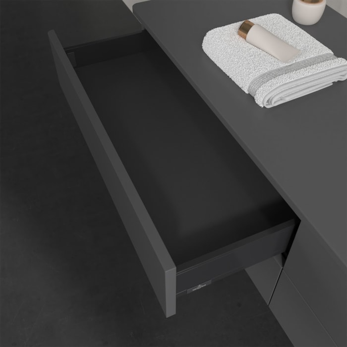 Villeroy & Boch Antao Waschbeckenunterschrank, 160 x 19 cm, 4 Auszüge, Fronten ohne Struktur, ohne Hahnloch, für Waschtisch rechts