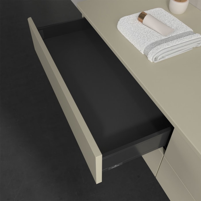 Villeroy & Boch Antao Waschbeckenunterschrank, 160 x 19 cm, 4 Auszüge, Fronten ohne Struktur, ohne Hahnloch, für Waschtisch rechts