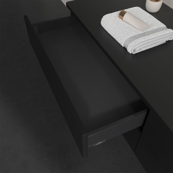 Villeroy & Boch Antao Waschbeckenunterschrank, 160 x 19 cm, 4 Auszüge, Fronten ohne Struktur, ohne Hahnloch, für Waschtisch rechts