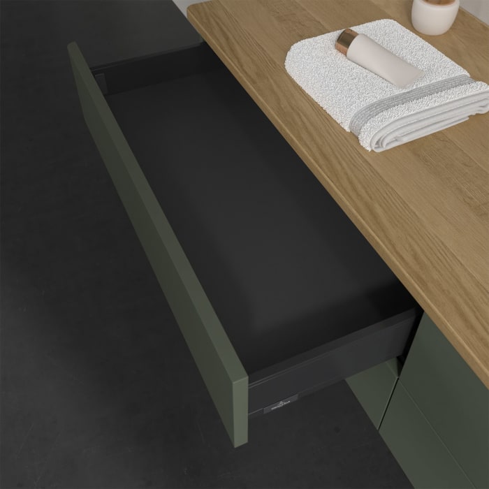 Villeroy & Boch Antao Waschbeckenunterschrank, 160 x 19 cm, 4 Auszüge, Fronten ohne Struktur, ohne Hahnloch, für Waschtisch rechts