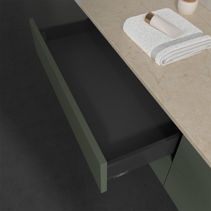 Villeroy & Boch Antao Waschbeckenunterschrank, 160 x 19 cm, 4 Auszüge, Fronten ohne Struktur, mit Hahnloch, für Waschtisch rechts