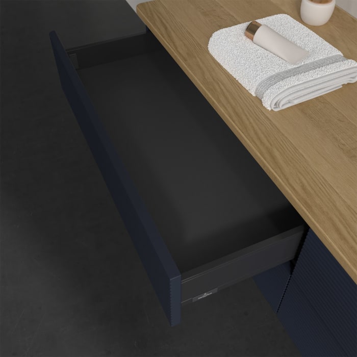 Villeroy & Boch Antao Waschbeckenunterschrank, 160 x 19 cm, 4 Auszüge, Fronten mit Struktur, ohne Hahnloch, für Waschtisch rechts