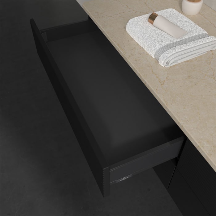 Villeroy & Boch Antao Waschbeckenunterschrank, 160 x 19 cm, 4 Auszüge, Fronten mit Struktur, ohne Hahnloch, für Waschtisch rechts