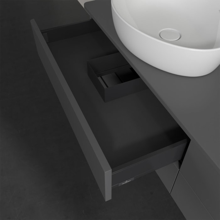 Villeroy & Boch Antao Waschbeckenunterschrank, 160 x 19 cm, 4 Auszüge, Fronten ohne Struktur, ohne Hahnloch, für Waschtisch links und rechts