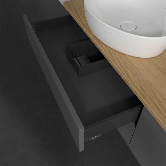 Villeroy & Boch Antao Waschbeckenunterschrank, 160 x 19 cm, 4 Auszüge, Fronten ohne Struktur, ohne Hahnloch, für Waschtisch links und rechts