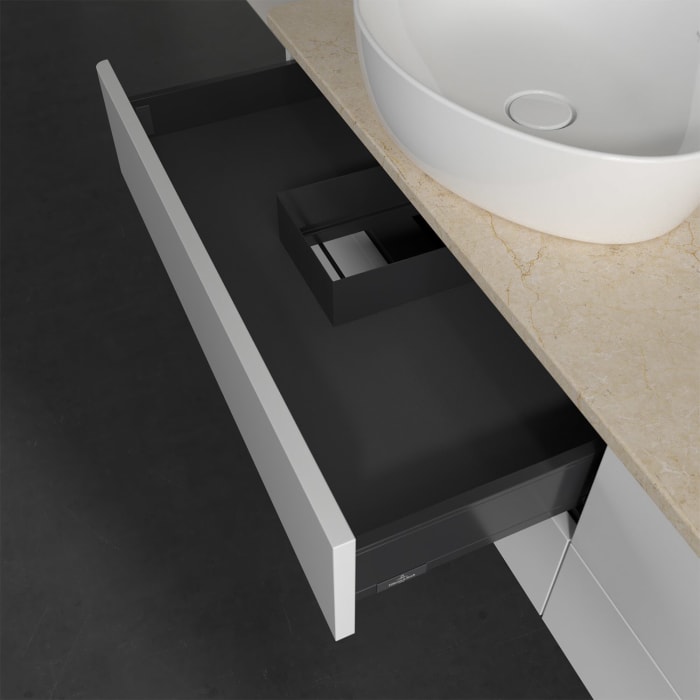 Villeroy & Boch Antao Waschbeckenunterschrank, 160 x 19 cm, 4 Auszüge, Fronten ohne Struktur, ohne Hahnloch, für Waschtisch links und rechts