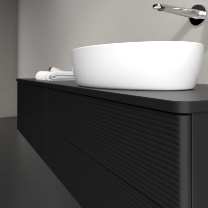 Villeroy & Boch Antao Waschbeckenunterschrank, 160 x 19 cm, 4 Auszüge, Fronten mit Struktur, ohne Hahnloch, für Waschtisch rechts