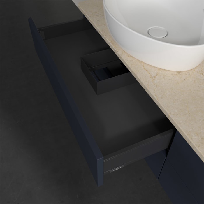 Villeroy & Boch Antao Waschbeckenunterschrank, 160 x 19 cm, 4 Auszüge, Fronten ohne Struktur, mit Hahnloch, für Waschtisch links und rechts