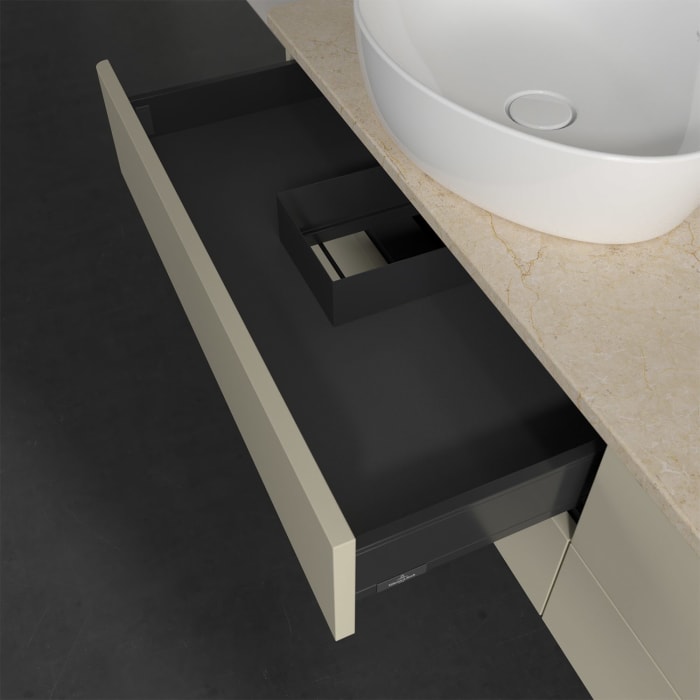 Villeroy & Boch Antao Waschbeckenunterschrank, 160 x 19 cm, 4 Auszüge, Fronten ohne Struktur, mit Hahnloch, für Waschtisch links und rechts