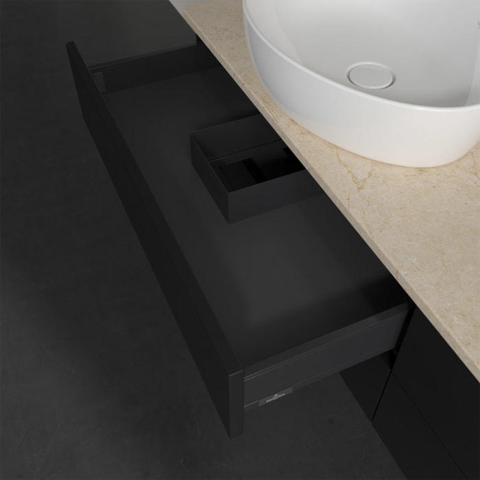 Villeroy & Boch Antao Waschbeckenunterschrank, 160 x 19 cm, 4 Auszüge, Fronten ohne Struktur, mit Hahnloch, für Waschtisch links und rechts