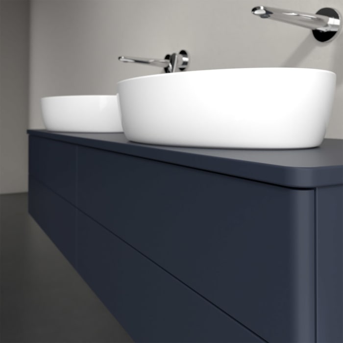 Villeroy & Boch Antao Waschbeckenunterschrank, 160 x 19 cm, 4 Auszüge, Fronten ohne Struktur, ohne Hahnloch, für Waschtisch links und rechts