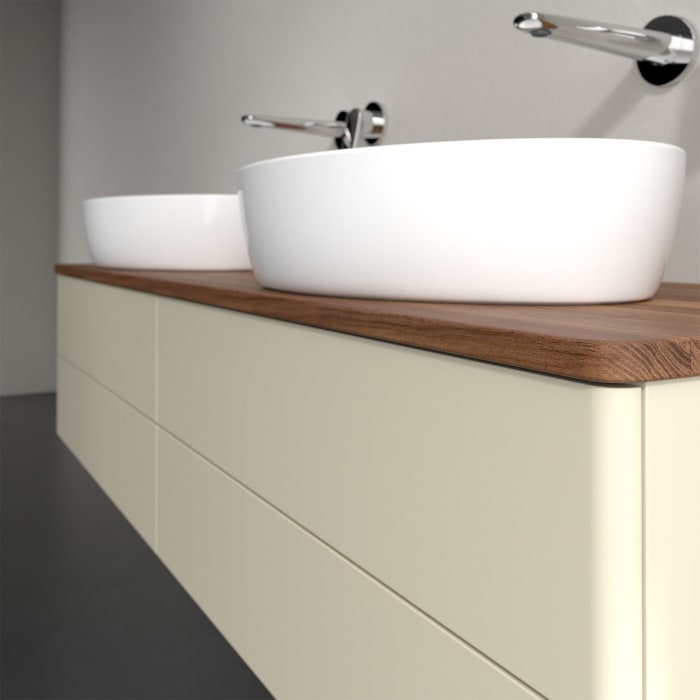 Villeroy & Boch Antao Waschbeckenunterschrank, 160 x 19 cm, 4 Auszüge, Fronten ohne Struktur, ohne Hahnloch, für Waschtisch links und rechts