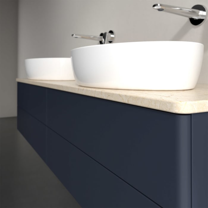 Villeroy & Boch Antao Waschbeckenunterschrank, 160 x 19 cm, 4 Auszüge, Fronten ohne Struktur, ohne Hahnloch, für Waschtisch links und rechts