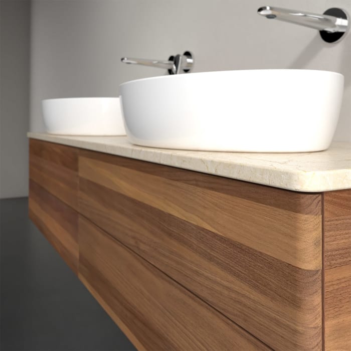 Villeroy & Boch Antao Waschbeckenunterschrank, 160 x 19 cm, 4 Auszüge, Fronten ohne Struktur, ohne Hahnloch, für Waschtisch links und rechts