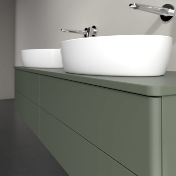 Villeroy & Boch Antao Waschbeckenunterschrank, 160 x 19 cm, 4 Auszüge, Fronten ohne Struktur, mit Hahnloch, für Waschtisch links und rechts