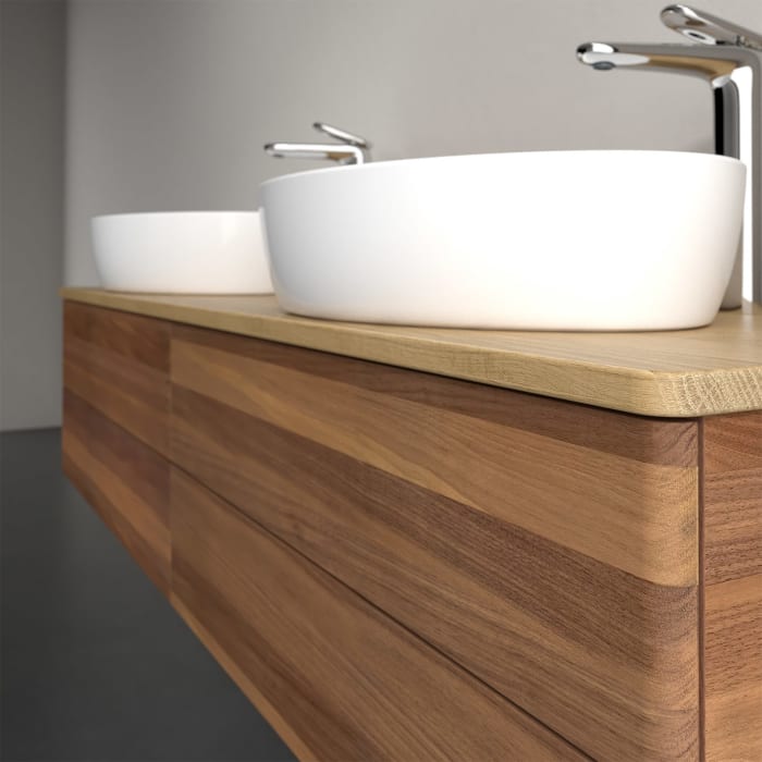 Villeroy & Boch Antao Waschbeckenunterschrank, 160 x 19 cm, 4 Auszüge, Fronten ohne Struktur, mit Hahnloch, für Waschtisch links und rechts