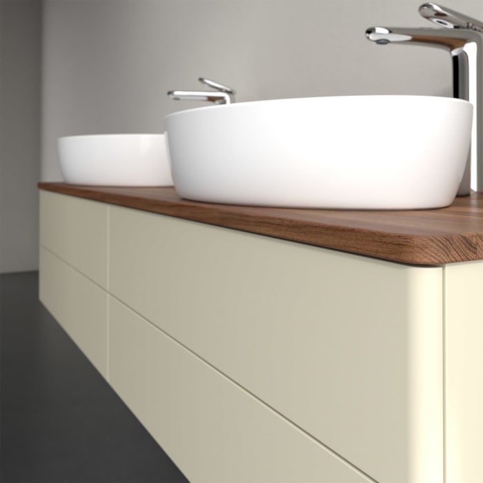 Villeroy & Boch Antao Waschbeckenunterschrank, 160 x 19 cm, 4 Auszüge, Fronten ohne Struktur, mit Hahnloch, für Waschtisch links und rechts