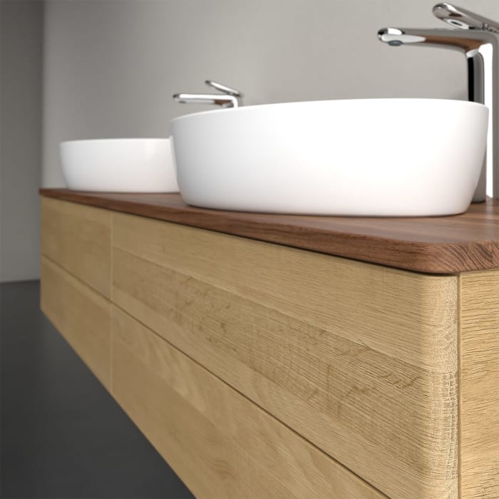 Villeroy & Boch Antao Waschbeckenunterschrank, 160 x 19 cm, 4 Auszüge, Fronten ohne Struktur, mit Hahnloch, für Waschtisch links und rechts