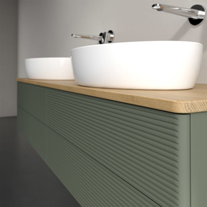 Villeroy & Boch Antao Waschbeckenunterschrank, 160 x 19 cm, 4 Auszüge, Fronten mit Struktur, ohne Hahnloch, für Waschtisch links und rechts