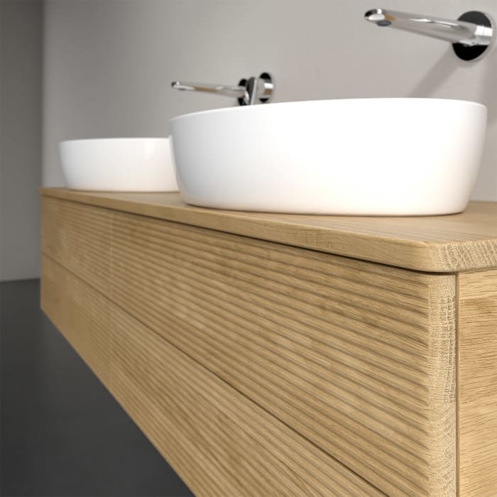 Villeroy & Boch Antao Waschbeckenunterschrank, 160 x 19 cm, 4 Auszüge, Fronten mit Struktur, ohne Hahnloch, für Waschtisch links und rechts