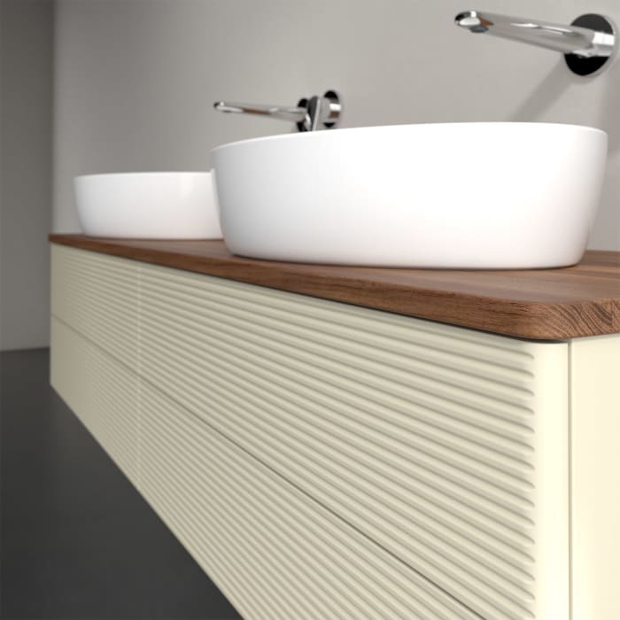 Villeroy & Boch Antao Waschbeckenunterschrank, 160 x 19 cm, 4 Auszüge, Fronten mit Struktur, ohne Hahnloch, für Waschtisch links und rechts