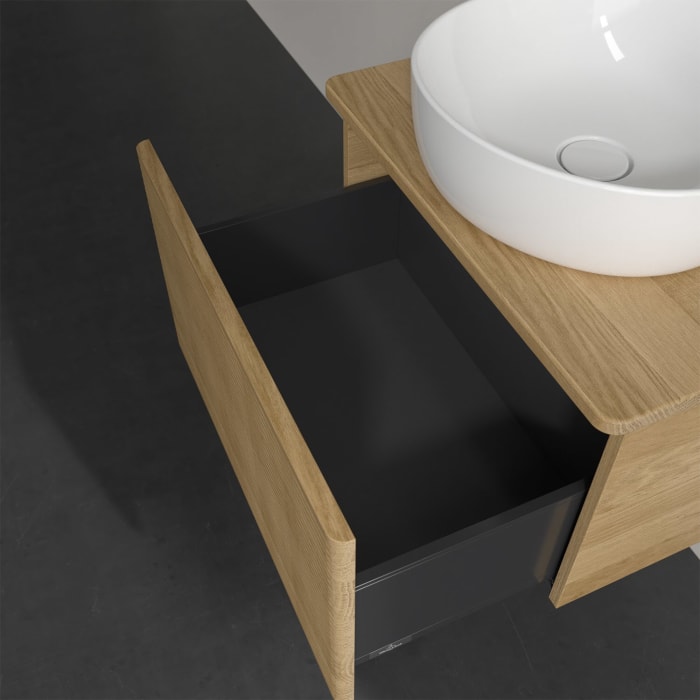 Villeroy & Boch Antao Waschbeckenunterschrank, 60 x 36 cm, 1 Auszug, Front mit Struktur, mit Hahnloch