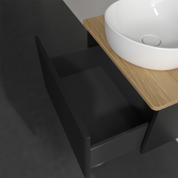 Villeroy & Boch Antao Waschbeckenunterschrank, 60 x 36 cm, 1 Auszug, Front mit Struktur, mit Hahnloch