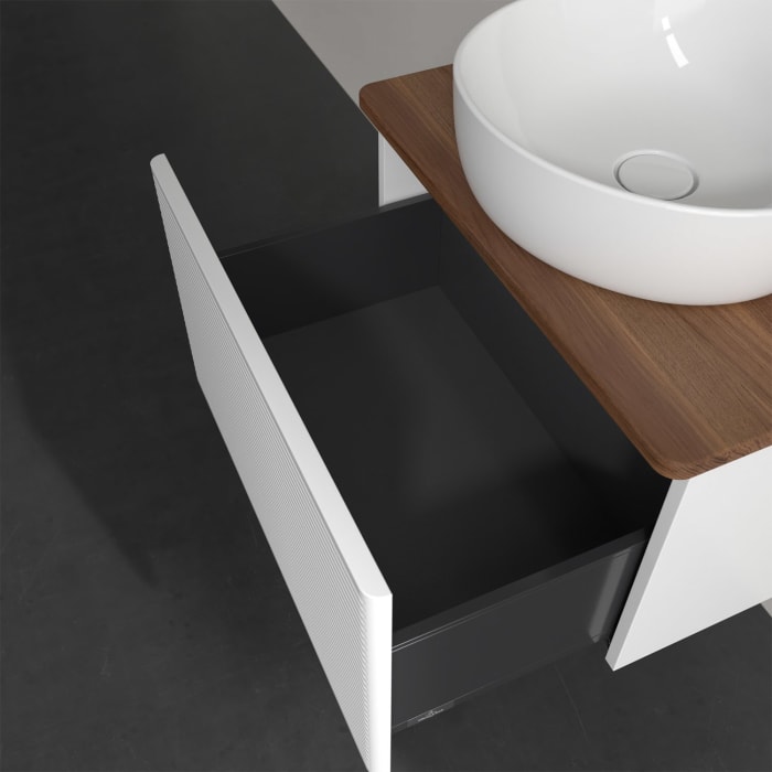 Villeroy & Boch Antao Waschbeckenunterschrank, 60 x 36 cm, 1 Auszug, Front mit Struktur, mit Hahnloch