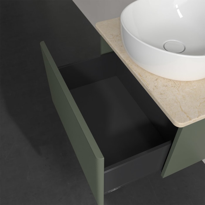 Villeroy & Boch Antao Waschbeckenunterschrank, 60 x 36 cm, 1 Auszug, Front mit Struktur, mit Hahnloch