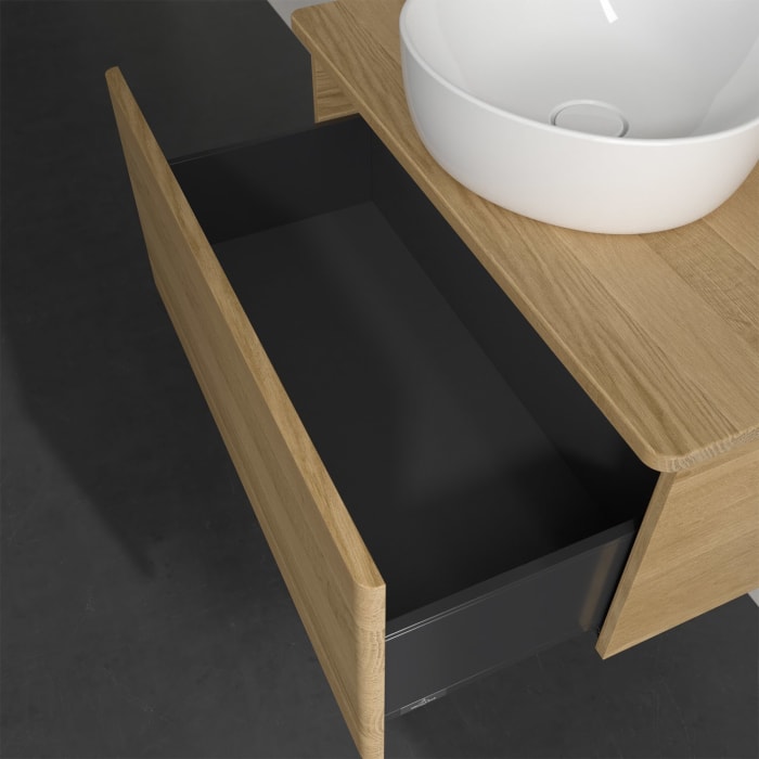 Villeroy & Boch Antao Waschbeckenunterschrank, 80 x 36 cm, 1 Auszug, Front ohne Struktur, mit Hahnloch