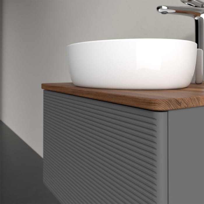 Villeroy & Boch Antao Waschbeckenunterschrank, 60 x 36 cm, 1 Auszug, Front mit Struktur, mit Hahnloch