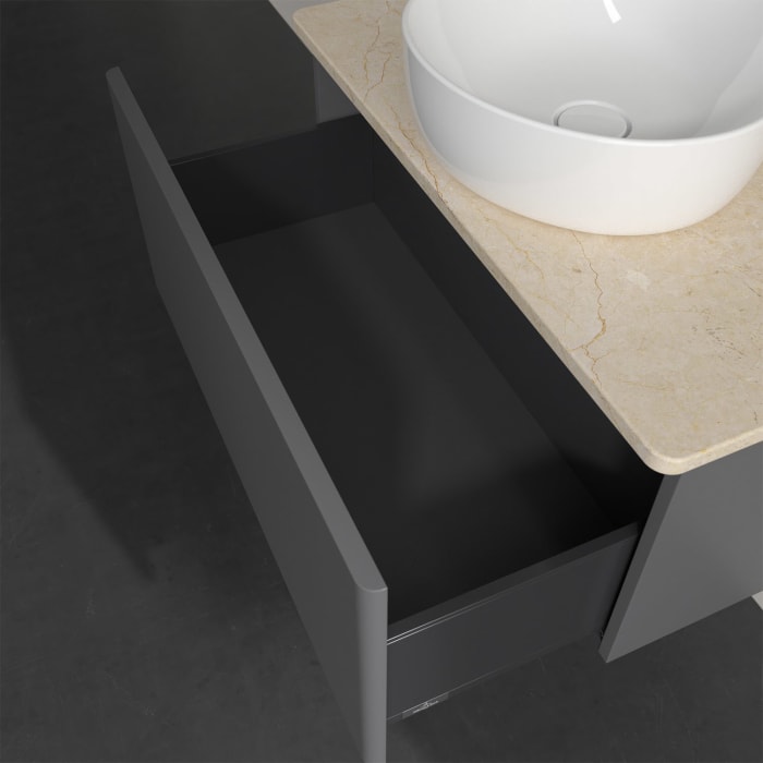 Villeroy & Boch Antao Waschbeckenunterschrank, 80 x 36 cm, 1 Auszug, Front ohne Struktur, mit Hahnloch